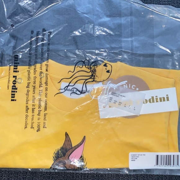 Mini Rodini Donkey SS Tee Yellow - NWT - Picture 3 of 4